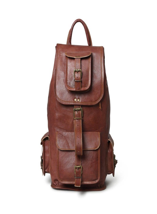 MaheTri Brown Leather Backpack For Men's Outdoor Hiking Backpack Rucksack Casual Daypack for Colleges, Handcrafted - Image 5