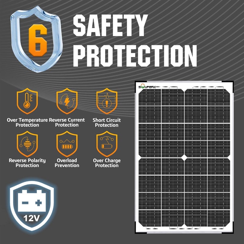 SOLPERK 30W Solar Battery Charger Solar Battery Maintainer + Upgrade 10A MPPT Charge Controller + Adjustable Mount Bracket for Car RV Boat Motorcycle，12V Waterproof Solar Panel Kit Trickle Charging - Image 2