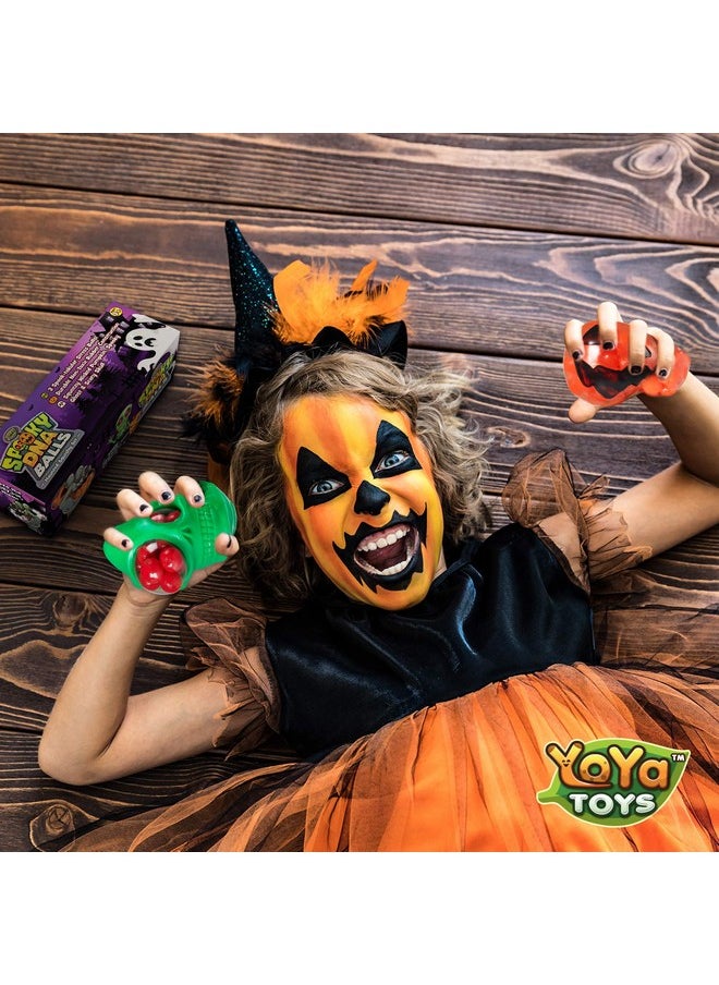 YoYa Toys Spooky Dna Stress Balls (3 Pack) - Halloween Squishy Gift - Pumpkin, Ghost, Skull Squeeze Balls For Kids And Adults - Sensory Fidget Toy - Promote Anxiety, Stress Relief, Calm Focus And Play  - Image 3