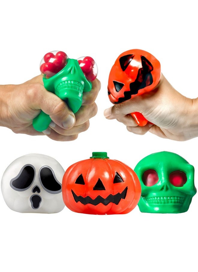 YoYa Toys Spooky Dna Stress Balls (3 Pack) - Halloween Squishy Gift - Pumpkin, Ghost, Skull Squeeze Balls For Kids And Adults - Sensory Fidget Toy - Promote Anxiety, Stress Relief, Calm Focus And Play  - Image 1