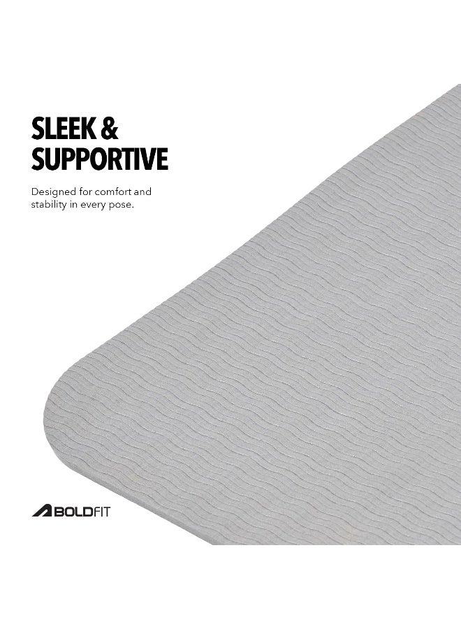 BOLDFIT Yoga Mats For Women Yoga Mat For Men Exercise Mat For Home Gym Mat Anti Slip Yoga Mat 5mm Workout Mat Yoga Mat For Kids Yoga Mate Gym Mats - Grey - Image 2