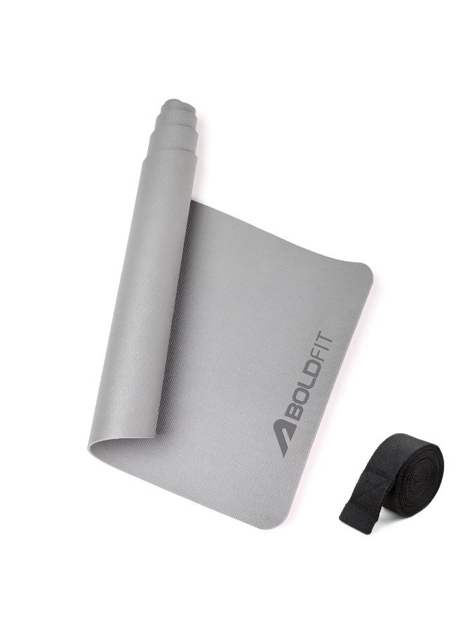 BOLDFIT Yoga Mats For Women Yoga Mat For Men Exercise Mat For Home Gym Mat Anti Slip Yoga Mat 5mm Workout Mat Yoga Mat For Kids Yoga Mate Gym Mats - Grey - Image 1