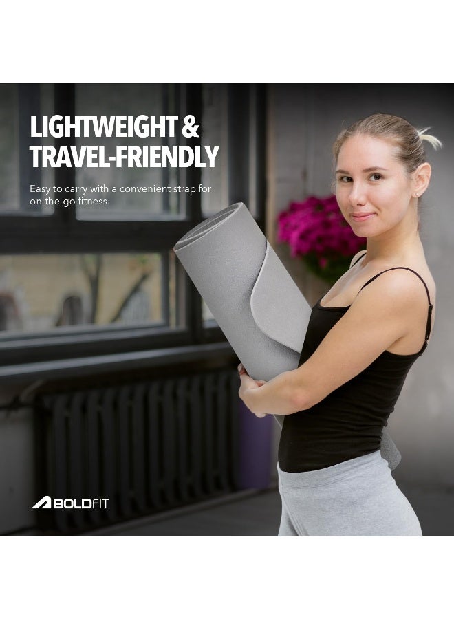 BOLDFIT Yoga Mats For Women Yoga Mat For Men Exercise Mat For Home Gym Mat Anti Slip Yoga Mat 5mm Workout Mat Yoga Mat For Kids Yoga Mate Gym Mats - Grey - Image 4