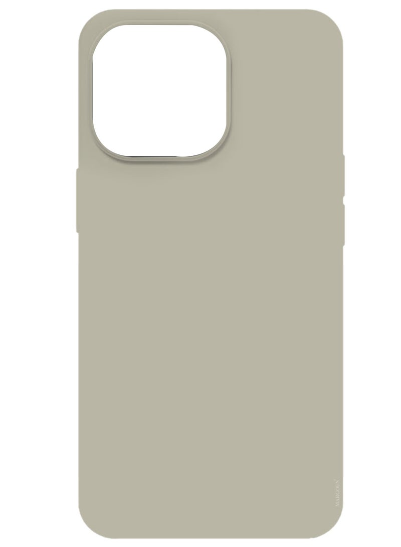 Silicone Case Cover for Apple iPhone 14 Plus, Slim Protective Cover with Microfiber Lining, Drop Protection - Natural Titanium - Image 1