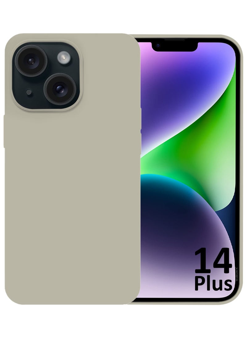Silicone Case Cover for Apple iPhone 14 Plus, Slim Protective Cover with Microfiber Lining, Drop Protection - Natural Titanium - Image 2