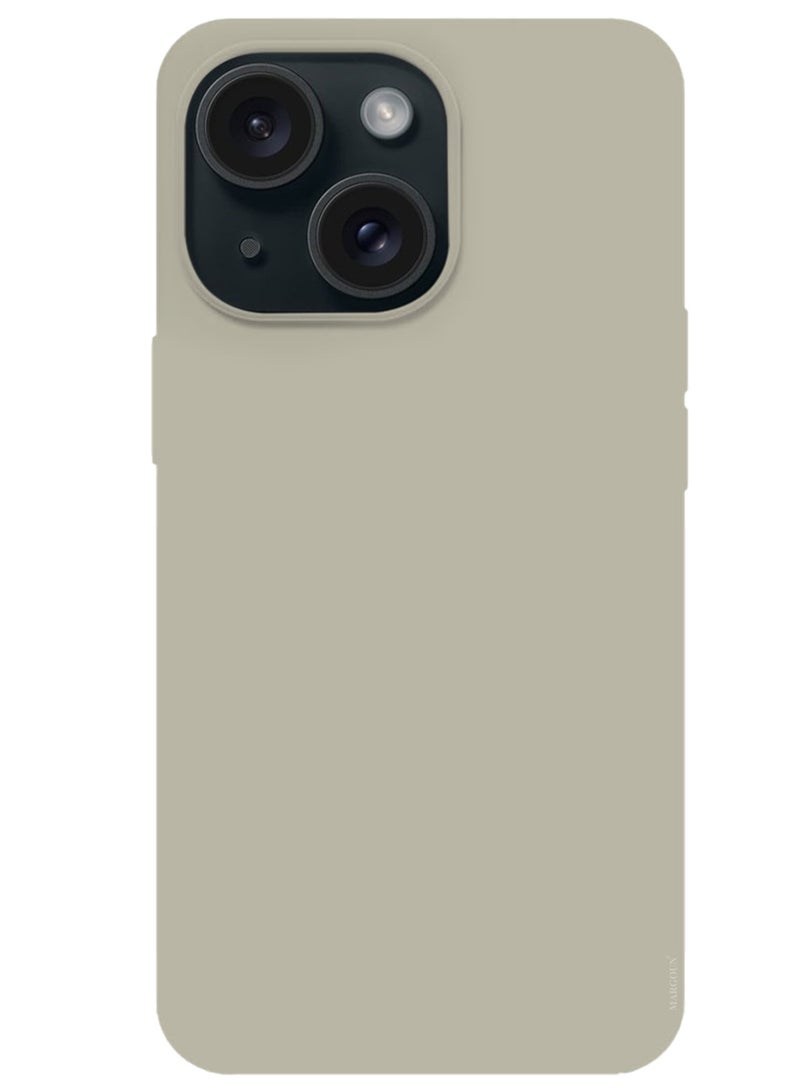 Silicone Case Cover for Apple iPhone 14 Plus, Slim Protective Cover with Microfiber Lining, Drop Protection - Natural Titanium - Image 4