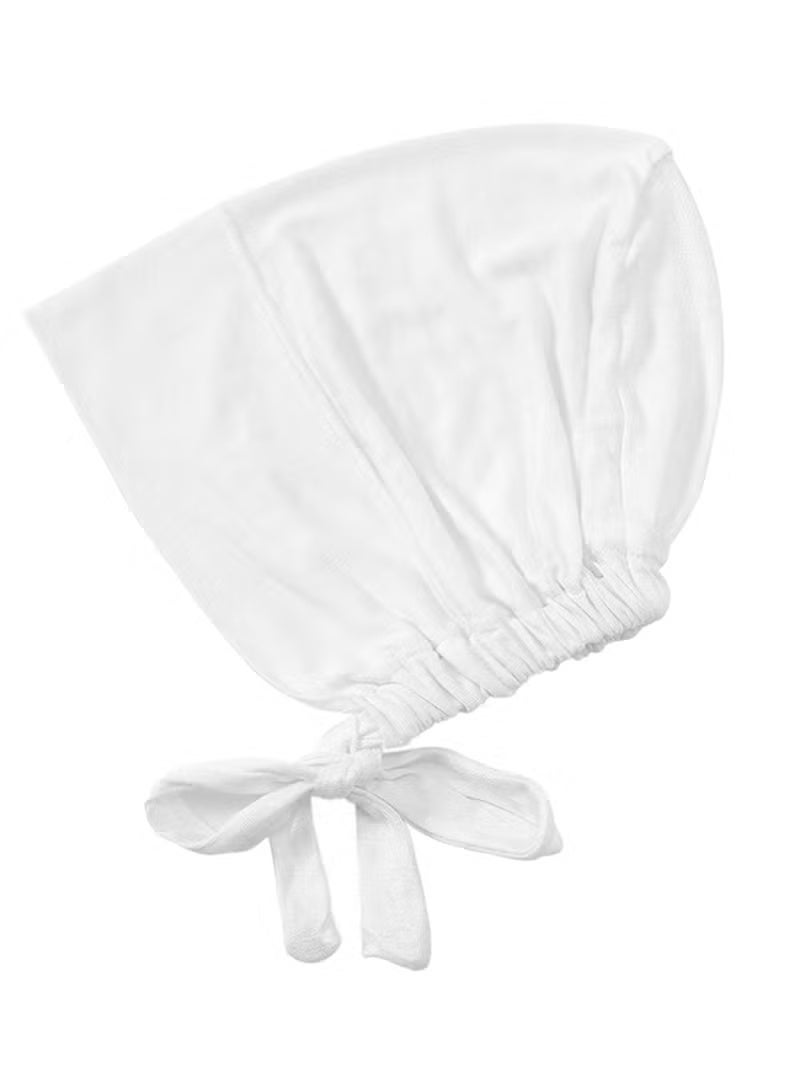 حجاب نسائي تحت القبعة مع رباط للإغلاق، عبوة من قطعتين، وشاح رأس إسلامي، أسود وأبيض - Image 5