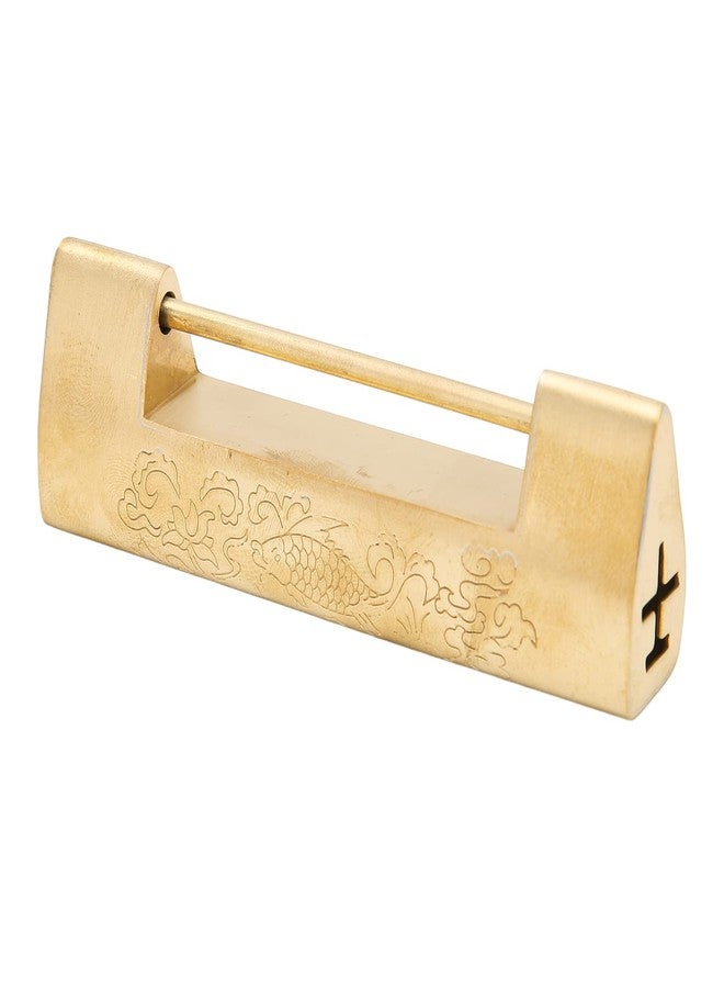 Asixxsix Antique Padlock, Brass Carved Chinese Old Padlock with Key, Vintage Decorative Exquisite Brass Fish Horizontal Padlock for Jewelry Box, Cabinet, Antique Wooden Box, Home - Image 5