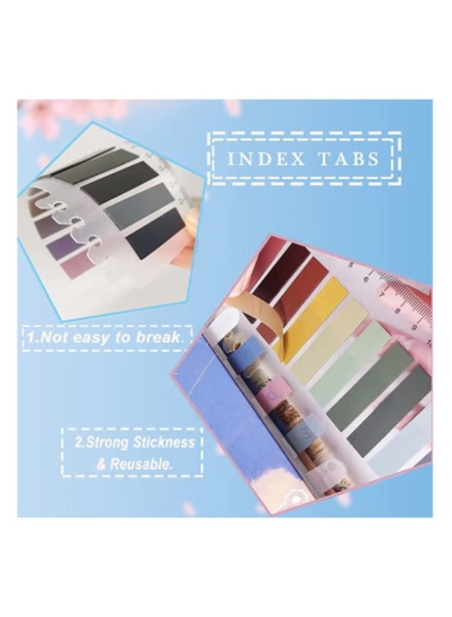 cyleto 1200Pcs Sticky Tabs Sticky Index Tabs with Transparent Soft Ruler, 6 Sheets Colorful Page Markers, Writable Page Labels Clear Index Tabs Translucent Index Stickers for Page Marking Classified File Books Office Supplies, Morandi Color - Image 3