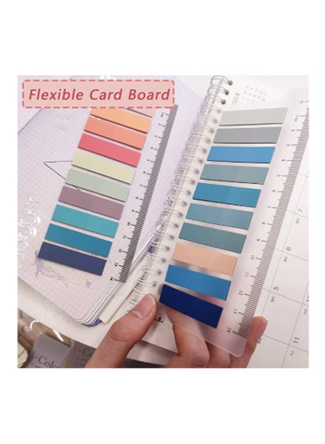 cyleto 1200Pcs Sticky Tabs Sticky Index Tabs with Transparent Soft Ruler, 6 Sheets Colorful Page Markers, Writable Page Labels Clear Index Tabs Translucent Index Stickers for Page Marking Classified File Books Office Supplies, Morandi Color - Image 4