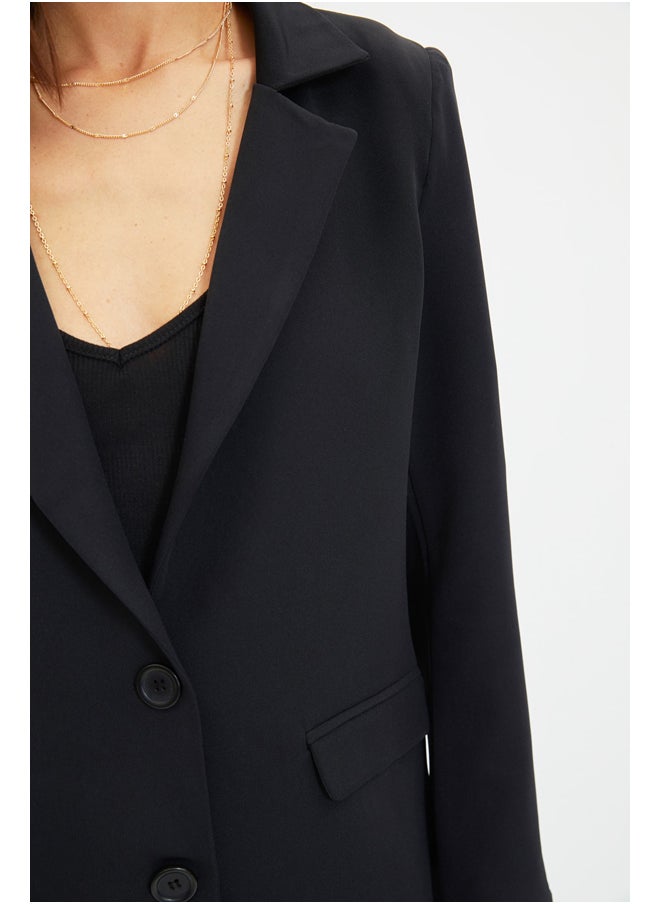 trendyol - Black Regular Lined, Woven Blazer with Buttons TWOAW22CE0046 - Image 1