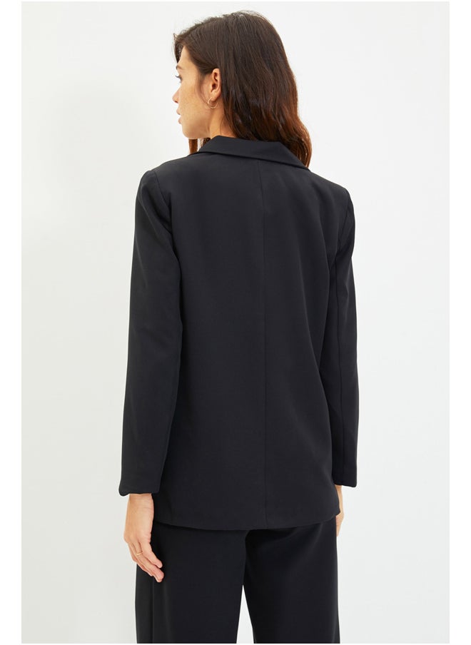trendyol - Black Regular Lined, Woven Blazer with Buttons TWOAW22CE0046 - Image 1