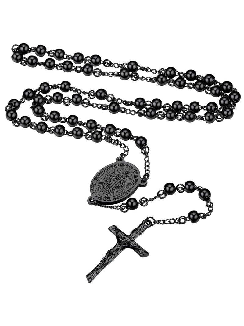 FaithHeart FaithHeart Rosary Necklace for Men Virgin Mary Y Necklace Catholic Christian Rosaries Jewelry  - Image 1