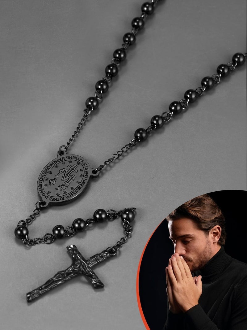FaithHeart FaithHeart Rosary Necklace for Men Virgin Mary Y Necklace Catholic Christian Rosaries Jewelry  - Image 5