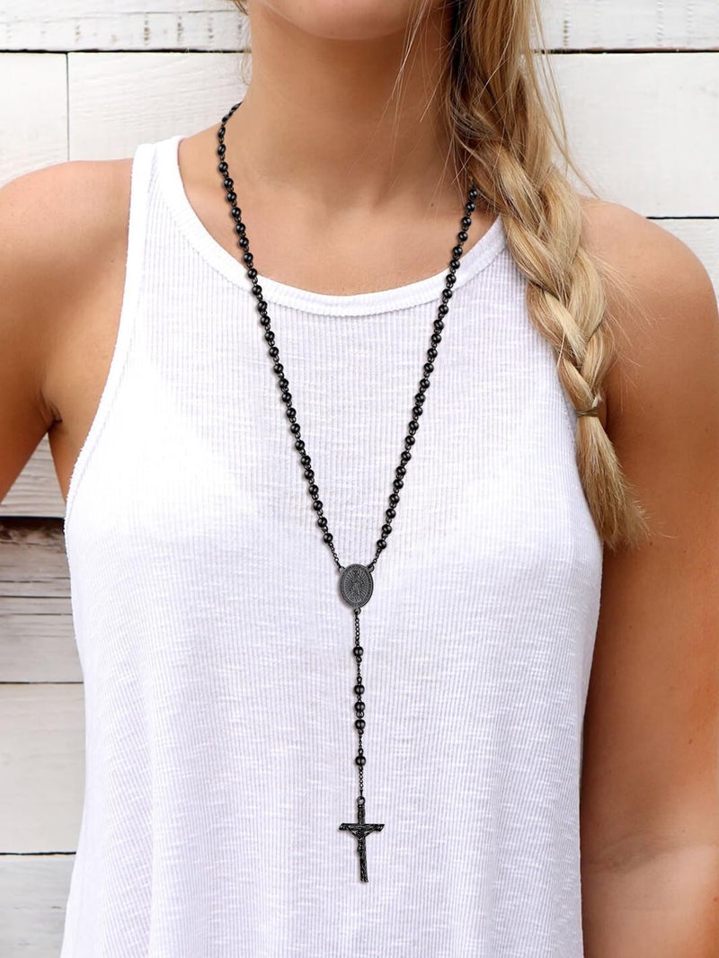 FaithHeart FaithHeart Rosary Necklace for Men Virgin Mary Y Necklace Catholic Christian Rosaries Jewelry  - Image 3