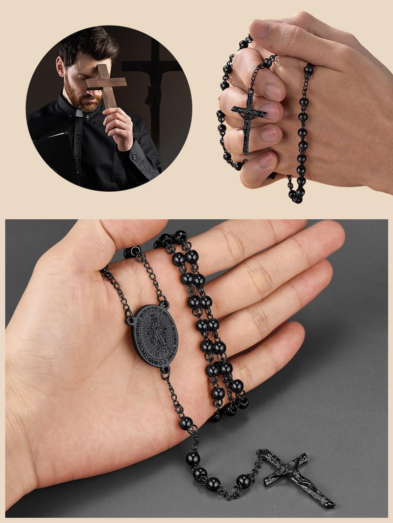 FaithHeart FaithHeart Rosary Necklace for Men Virgin Mary Y Necklace Catholic Christian Rosaries Jewelry  - Image 4