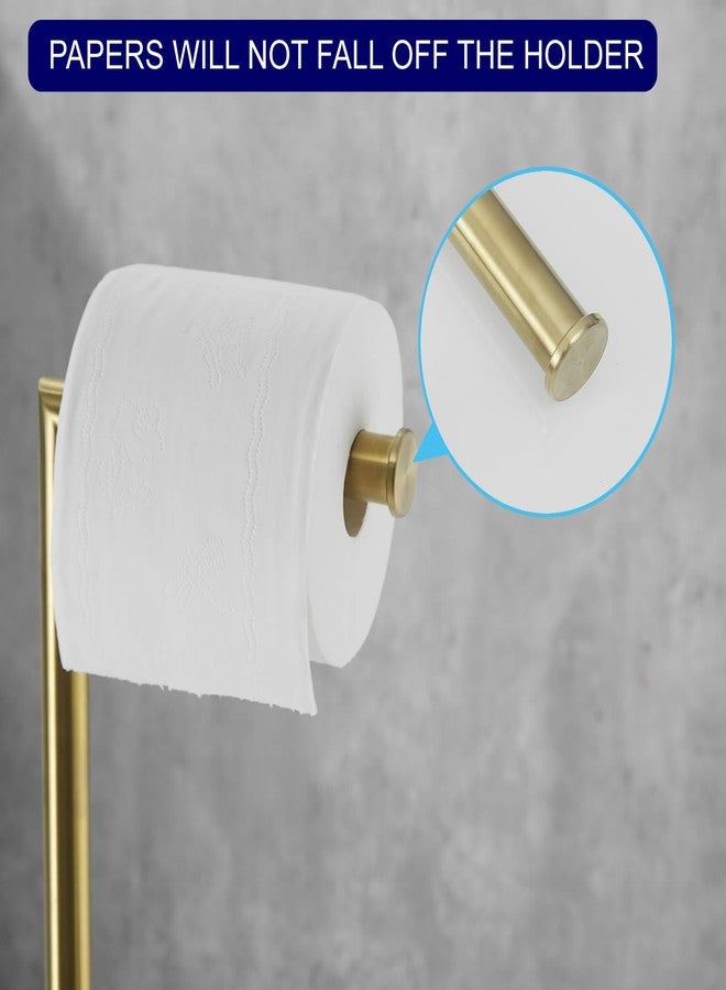 Hiendure Free Standing Toilet Paper Roll Holder Stand with Reserve, Gold Brushed - Image 5