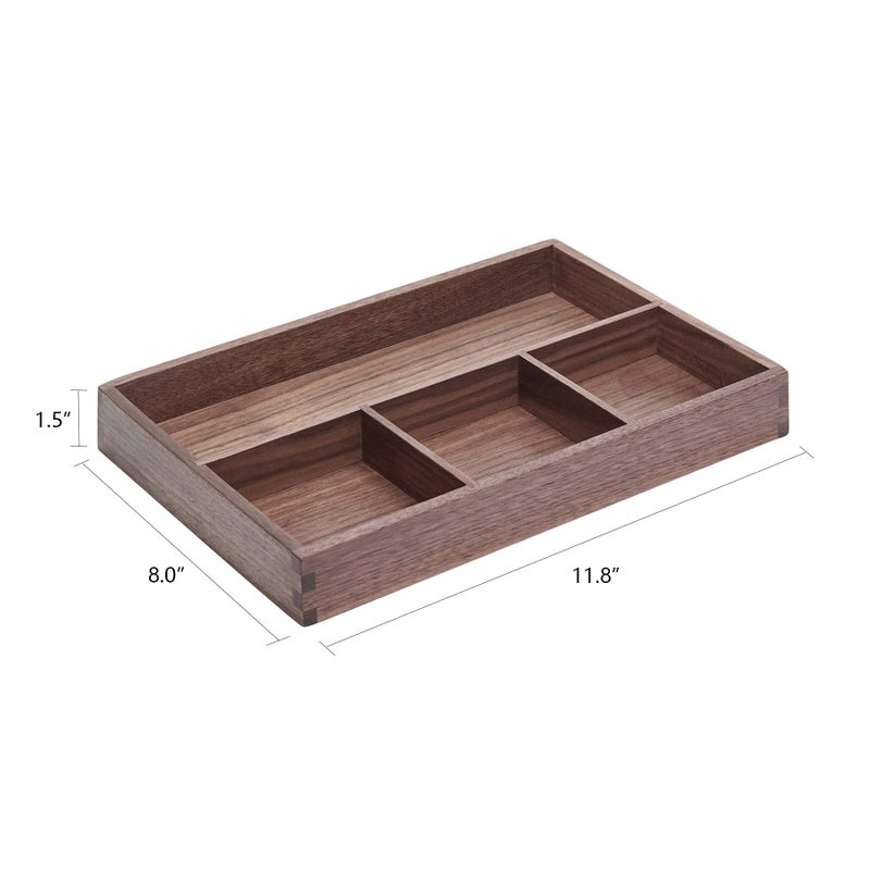 pandapark Wood Organizer Tray,Black Walnut,Desk & Drawer Storage Box (Walnut Master) - Image 2