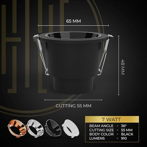 Harold Electricals 7W Alpha Series Concealed COB Spotlight | Recessed Ceiling LED Light - Black Body(Black Reflector) Neutral White Light - Image 5