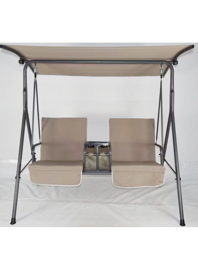 DubaiGallery 2-person Garden Swing Chair Adjustable Canopy, Green Stripes - Image 2