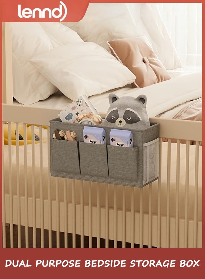 لينند منظم مزدوج الأغراض بجانب السرير، حامل سرير مزود بـ 6 جيوب، حل تخزين متعدد الاستخدامات بجانب السرير، حامل أجهزة التحكم عن بعد للمجلات، مثالي للمنزل، أو السكن الجامعي، أو المستشفى، أو سرير الأطفال - Image 2