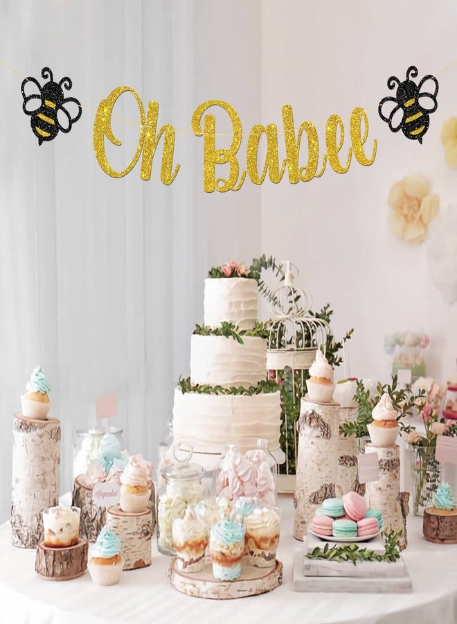 MonMon & Craft Oh Babee Banner/Bumble Bee Theme Baby Shower Party Supplies/Welcome Baby/Gender Reveal Party/Happy Bee Day Party Decorations - Gold Glitter - Image 5