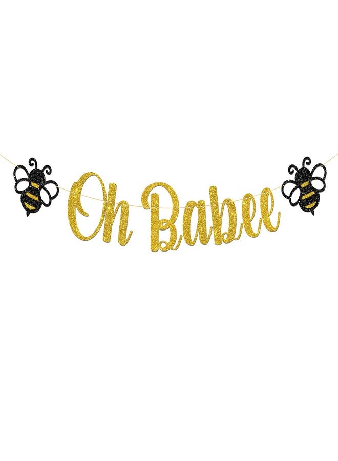 MonMon & Craft Oh Babee Banner/Bumble Bee Theme Baby Shower Party Supplies/Welcome Baby/Gender Reveal Party/Happy Bee Day Party Decorations - Gold Glitter - Image 1
