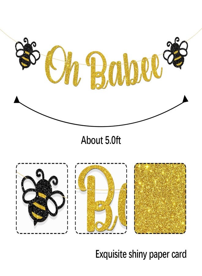 MonMon & Craft Oh Babee Banner/Bumble Bee Theme Baby Shower Party Supplies/Welcome Baby/Gender Reveal Party/Happy Bee Day Party Decorations - Gold Glitter - Image 2