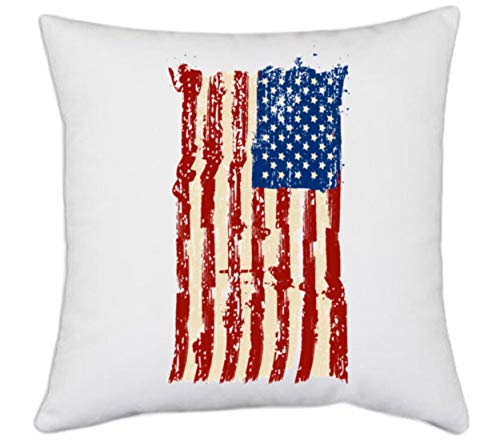 UDNAG White Polyester 'USA Flag | American Flag' Pillow Cover [16 Inch X 16 Inch] - Image 3