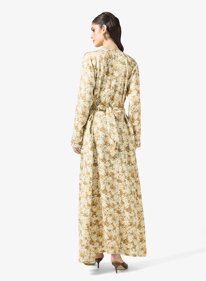 ARABIAN CLOSET Embellished Belted Jalabiya