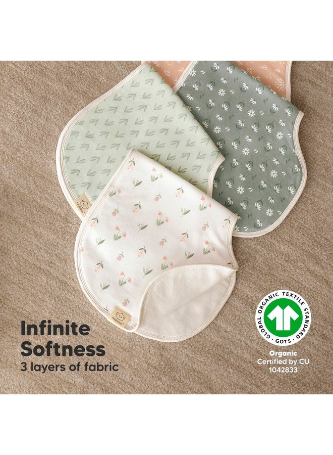 KeaBabies KeaBabies 4-Pack Baby Burp Cloths Baby Girl, Boy - Organic Cotton Burp Cloth, Extra Large, Absorbent, Soft Burping Cloths & Bibs Set for Babies, Newborn Burp Clothes, Thick Burp Rags (Fleur)  - Image 4