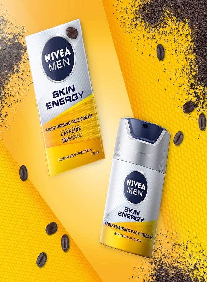 NIVEA MEN Skin Energy Face Cream with Caffeine and Guarana Extract, Lightweight Daily Cream for Men, Fast-Absorbing Everyday Face Care, Dermatologically Tested, 2 Pack, 50 ml Each (3.38 fl oz Total - Image 1
