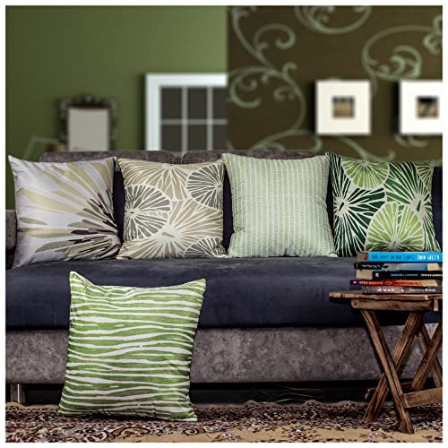 Vendola Satin 250TC Sofa Cushion Pillow Covers, Multicolor, Set of 5 Cushion Covers (24X24 Inches, Denver) - Image 1