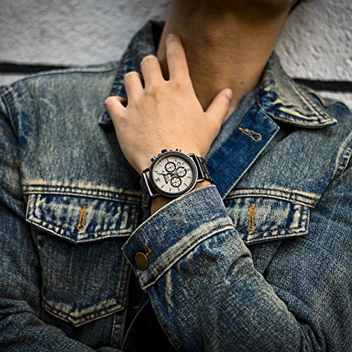 BOBO BIRD 2021 New Men's Wrist Watches Stylish Wood Watch Analog Quartz Casual Wooden Wrist Watch with Gift Box (Grey) - Image 4