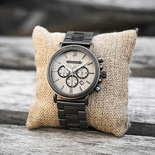 BOBO BIRD 2021 New Men's Wrist Watches Stylish Wood Watch Analog Quartz Casual Wooden Wrist Watch with Gift Box (Grey) - Image 5
