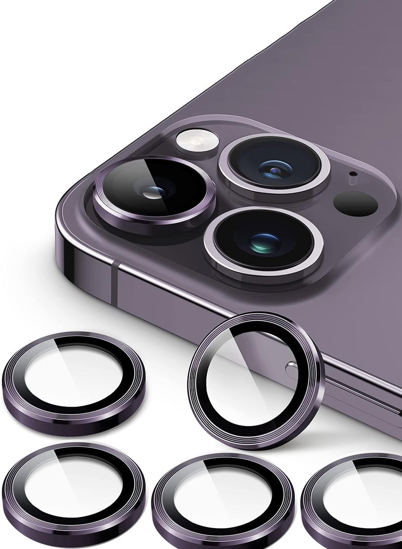 Theodor Pack of 2 Camera Lens Protectors for 15 Pro Max/15 Pro/14 Pro Max/14 Pro, Armorite Individual Lens Protectors, Scratch-Resistant Ultra-thin Tempered Glass with Aluminum Edging, (Purple)  - Image 1