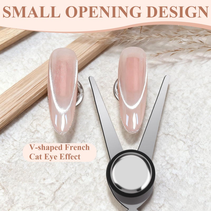 Plman Cat Eye Magnet Set, Scissor-shaped Nail Magnet Tool, 2 in 1 Cat Eye Nail Magnet for French Effect, Cat Eye Gel Nail Polish Magnet for Nail Art DIY Home, Salon, Studio - Image 4