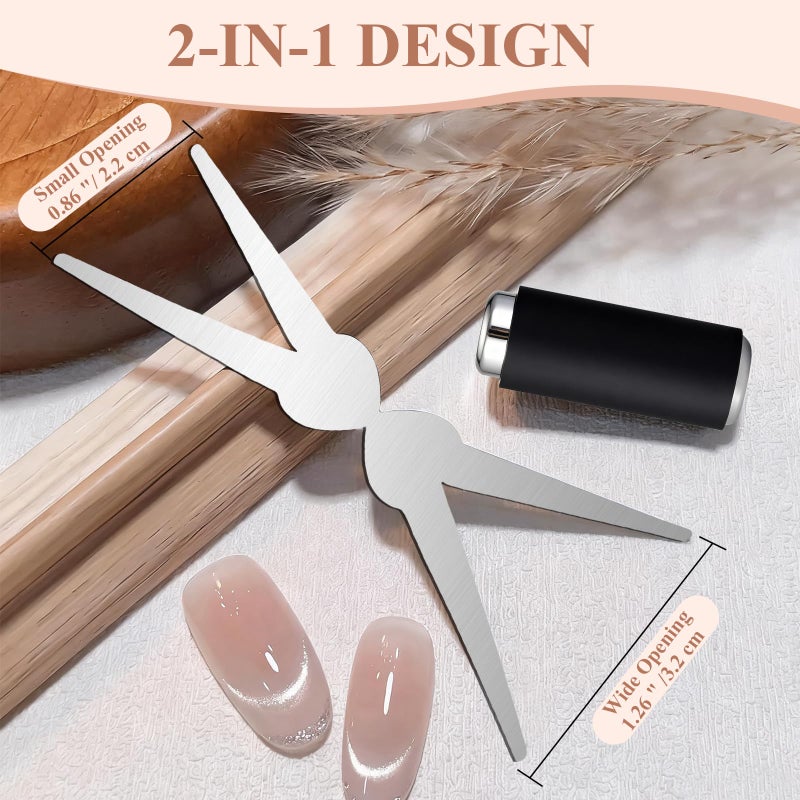Plman Cat Eye Magnet Set, Scissor-shaped Nail Magnet Tool, 2 in 1 Cat Eye Nail Magnet for French Effect, Cat Eye Gel Nail Polish Magnet for Nail Art DIY Home, Salon, Studio - Image 3
