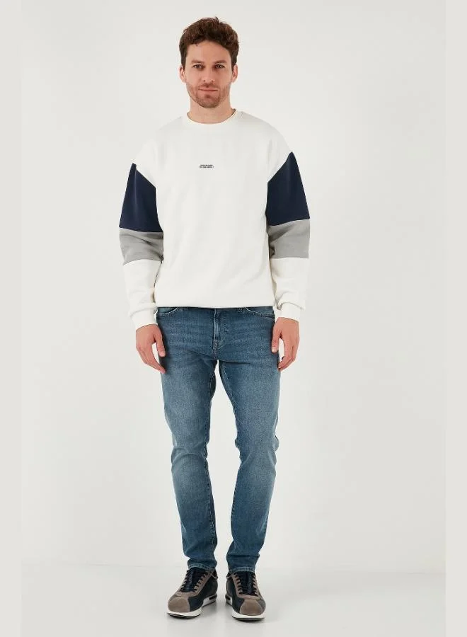 Buratti  Buratti Cotton Relaxed Fit Crew Neck Raised Color Block Sweat Men's SWEAT 5905298T for Men | Best Price UAE