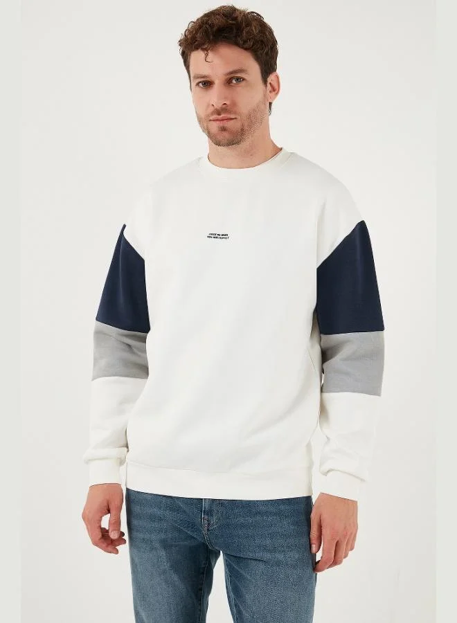 Buratti  Buratti Cotton Relaxed Fit Crew Neck Raised Color Block Sweat Men's SWEAT 5905298T for Men | Best Price UAE