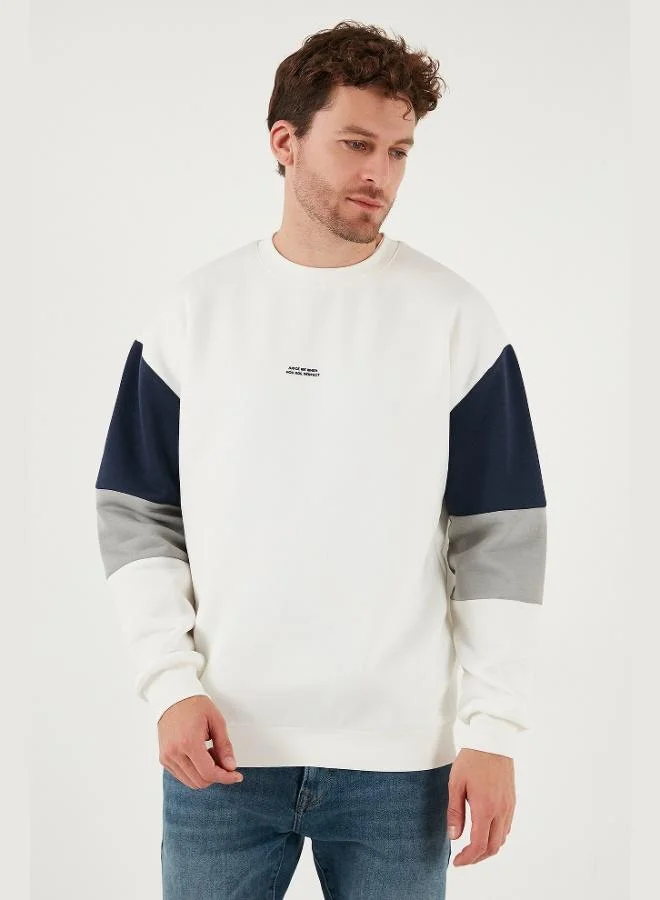 Buratti  Buratti Cotton Relaxed Fit Crew Neck Raised Color Block Sweat Men's SWEAT 5905298T for Men | Best Price UAE