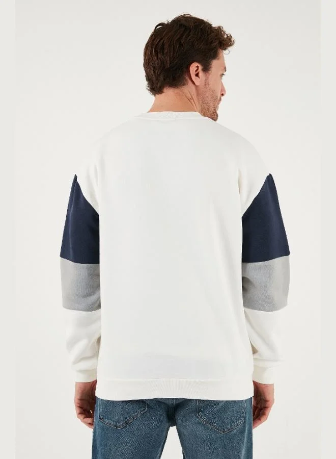 Buratti  Buratti Cotton Relaxed Fit Crew Neck Raised Color Block Sweat Men's SWEAT 5905298T for Men | Best Price UAE