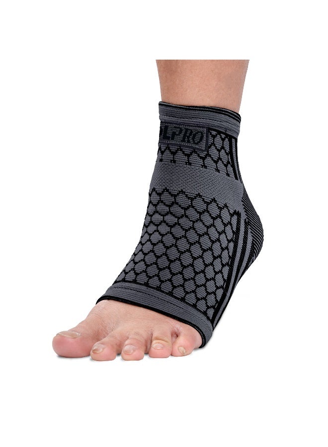 SOLPRO Anklo Jacquard Ankle Braces for Men & Women | Joint Stabiliser for All Sports, Gym & Rehab Workouts | Joint Pain Relief for Active Lifestyle Injury Recovery & Arthritis (Black/Dark Grey) - Image 1