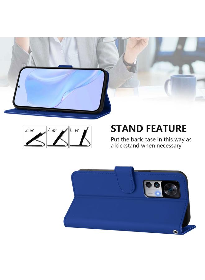 S-TOP Case For Redmi K50 Ultra Skin Feel Solid Color Leather Phone Case with Lanyard - Image 3