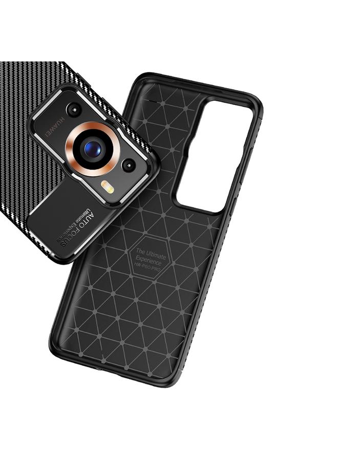 زبون جراب لهاتف Huawei P60 Pro مصنوع من ألياف الكربون ومقاوم للصدمات من مادة TPU - Image 3