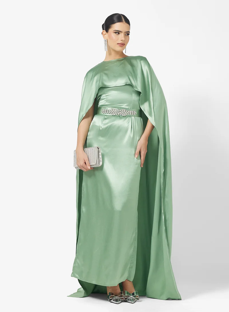 Namshi x Jewel Embellished Cape Dress