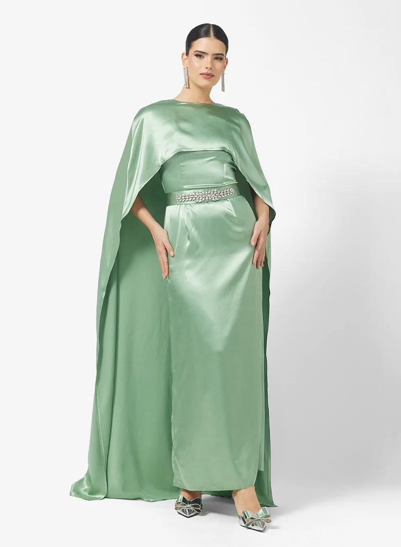 Namshi x Jewel Embellished Cape Dress