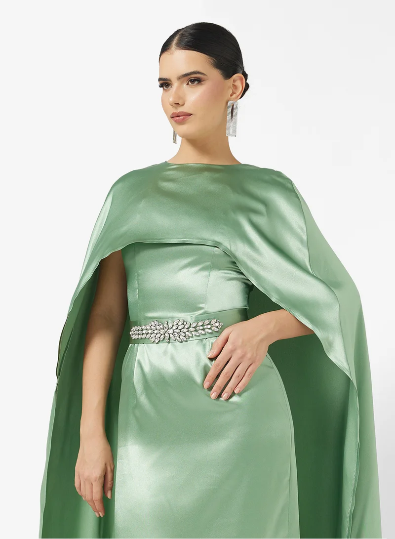 Namshi x Jewel Embellished Cape Dress