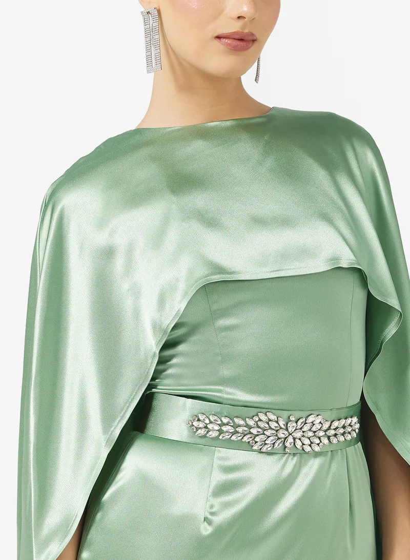 Namshi x Jewel Embellished Cape Dress
