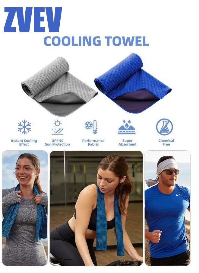 ZVEV 4 PCS Cooling Towels for Neck and Face, Microfiber Breathable Cooling Towels, Instant Cooling Relief Towel, Soft Chilly Towel for Yoga, Golf, Gym, Camping, Running, Workout and More Activities - Image 2